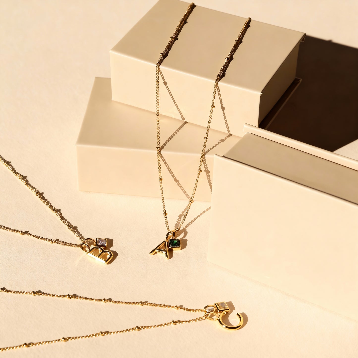 Initial & Birthstone Charm Necklace