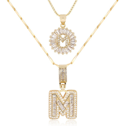 2pc Diamond Letter Initial Necklaces