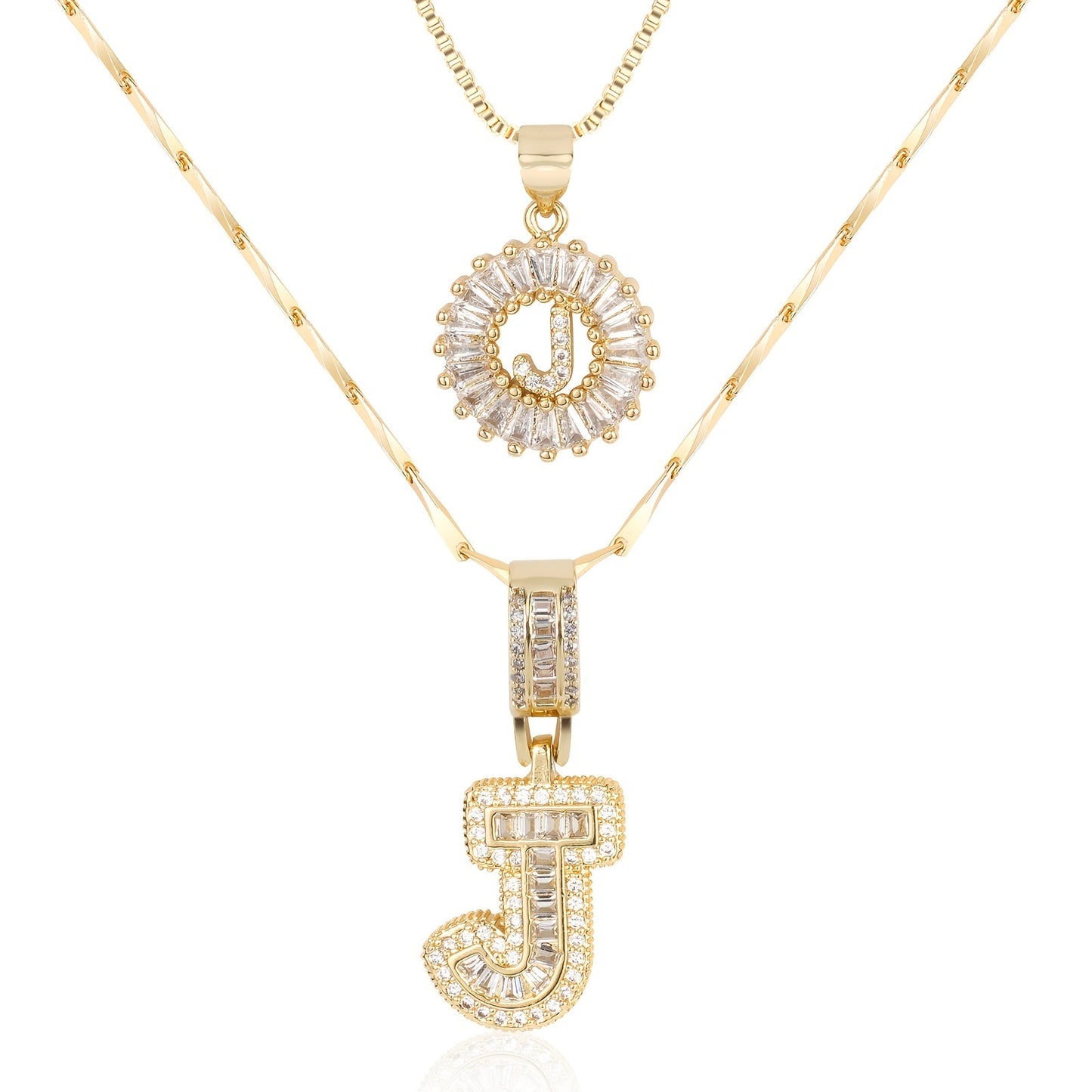 2pc Diamond Letter Initial Necklaces