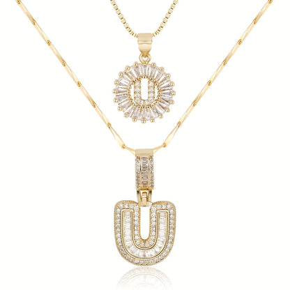 2pc Diamond Letter Initial Necklaces