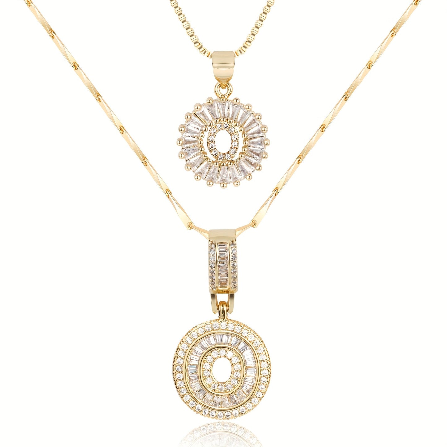 2pc Diamond Letter Initial Necklaces