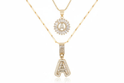 2pc Diamond Letter Initial Necklaces