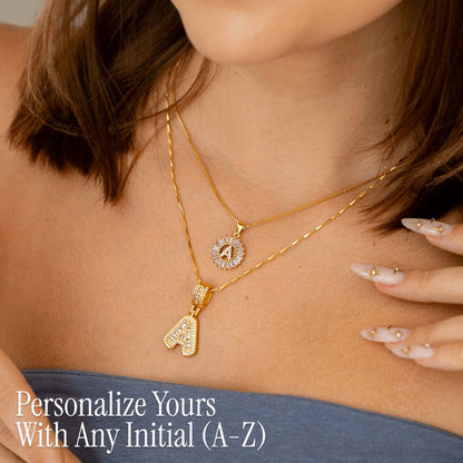 2pc Diamond Letter Initial Necklaces