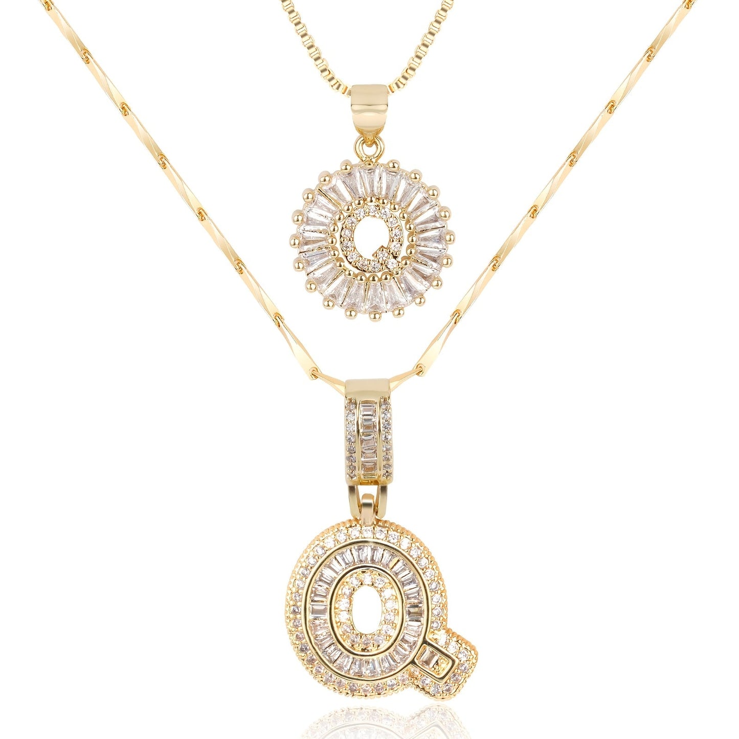 2pc Diamond Letter Initial Necklaces
