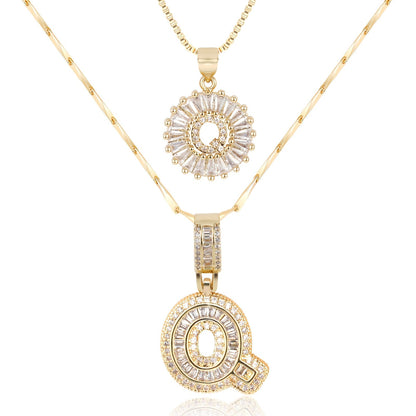 2pc Diamond Letter Initial Necklaces