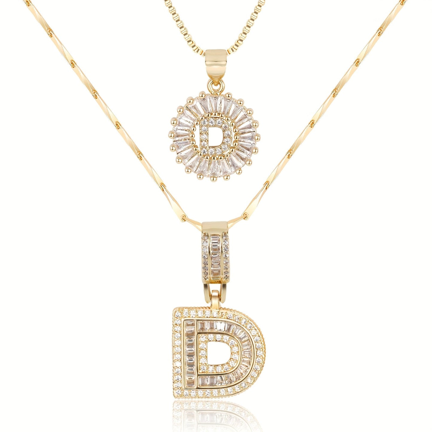 2pc Diamond Letter Initial Necklaces