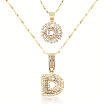 2pc Diamond Letter Initial Necklaces