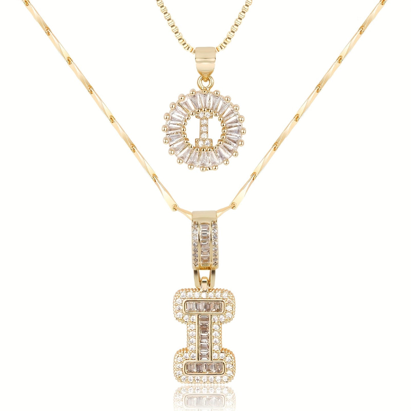 2pc Diamond Letter Initial Necklaces