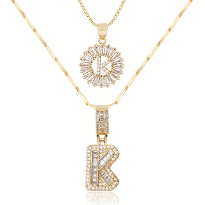 2pc Diamond Letter Initial Necklaces