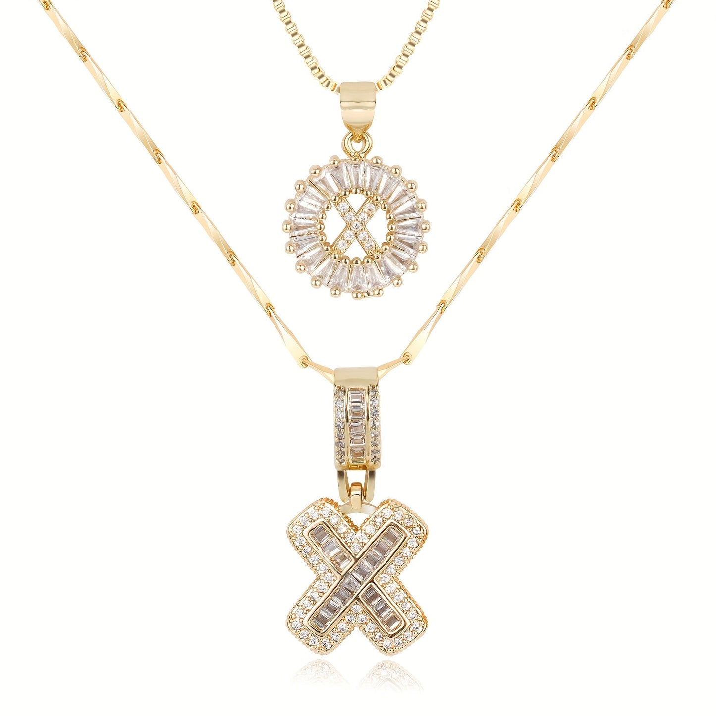 2pc Diamond Letter Initial Necklaces