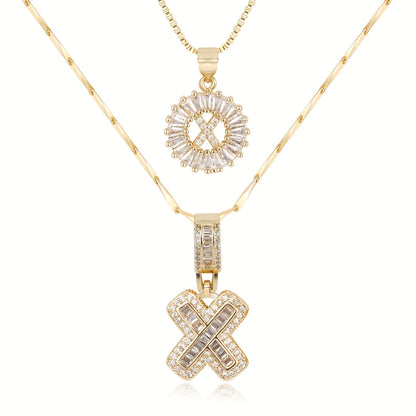 2pc Diamond Letter Initial Necklaces