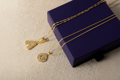 2pc Diamond Letter Initial Necklaces