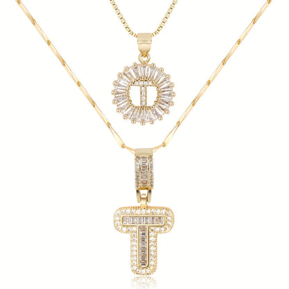 2pc Diamond Letter Initial Necklaces