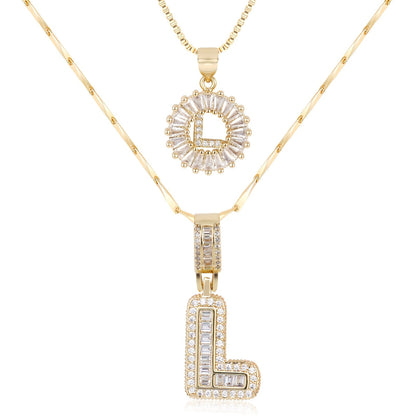 2pc Diamond Letter Initial Necklaces