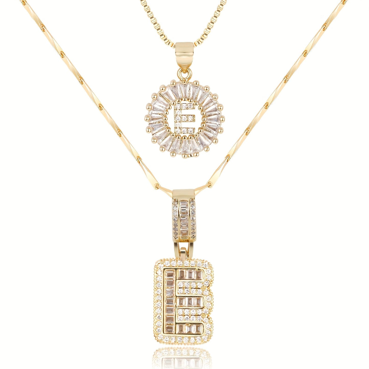 2pc Diamond Letter Initial Necklaces