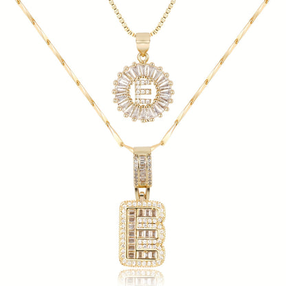 2pc Diamond Letter Initial Necklaces