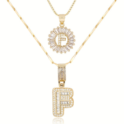 2pc Diamond Letter Initial Necklaces