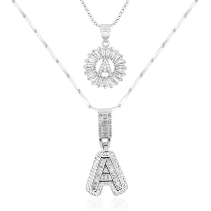 2pc Diamond Letter Initial Necklaces