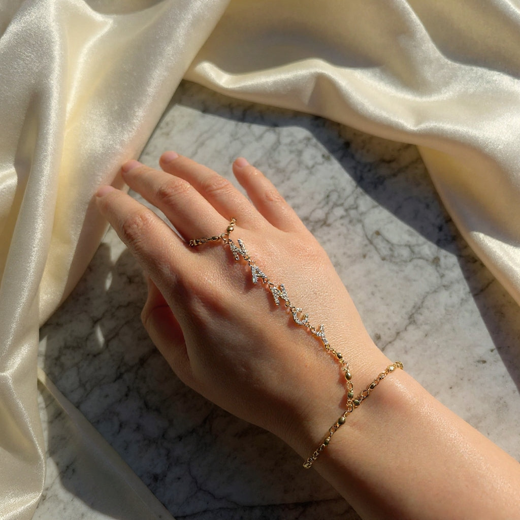Custom Name Hand Chain –  Personalized Bracelet