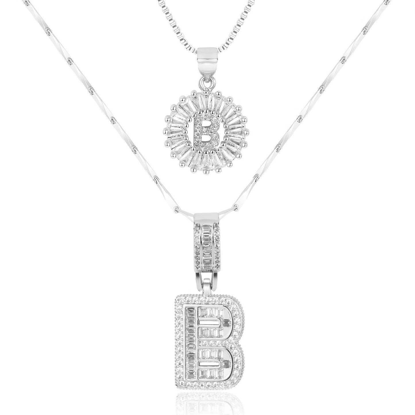 2pc Diamond Letter Initial Necklaces