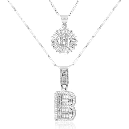2pc Diamond Letter Initial Necklaces