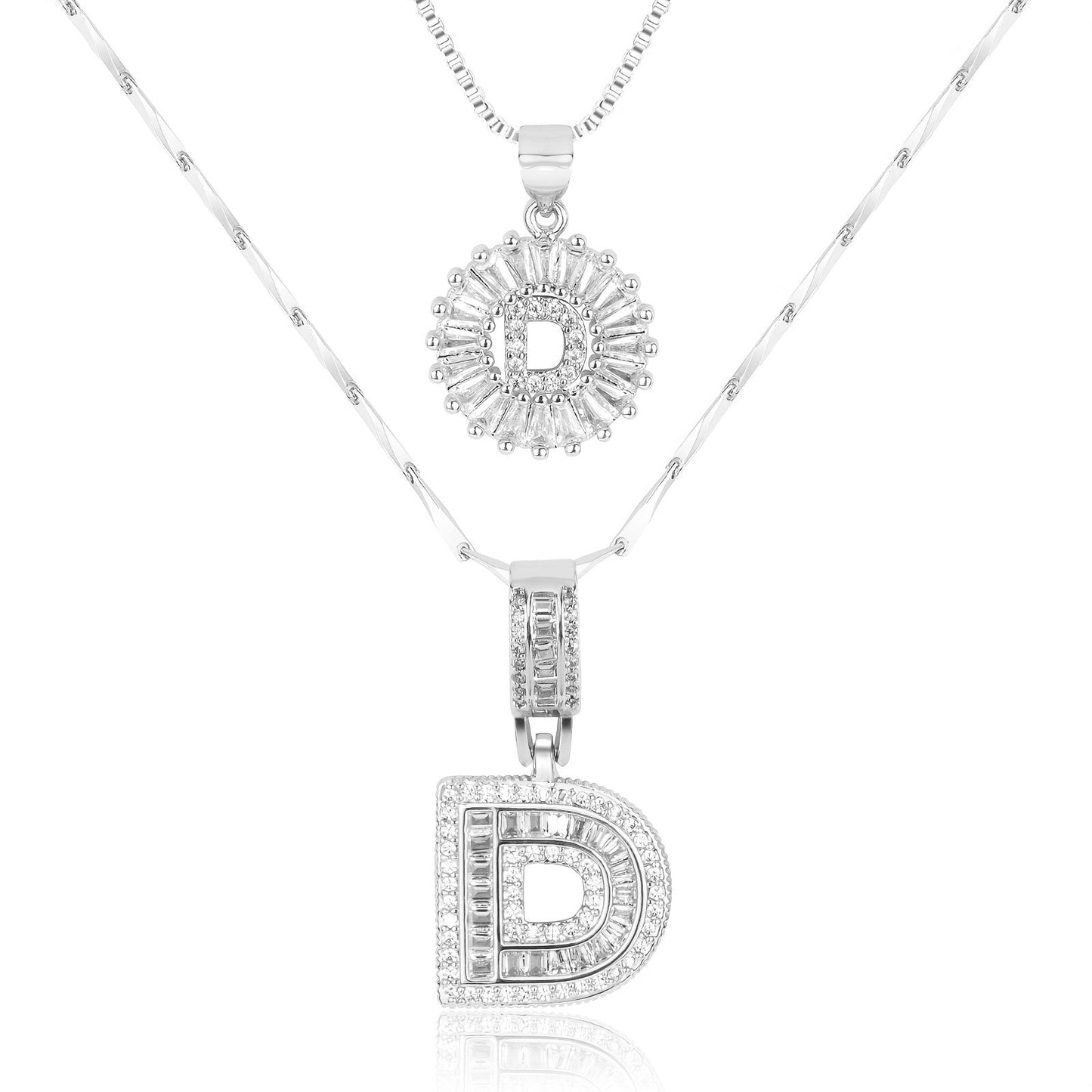 2pc Diamond Letter Initial Necklaces