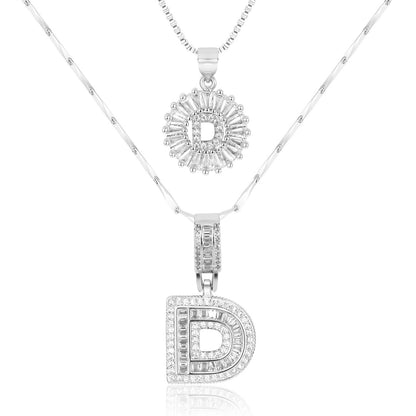 2pc Diamond Letter Initial Necklaces