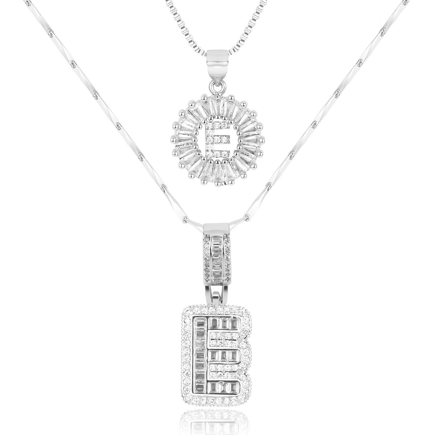 2pc Diamond Letter Initial Necklaces