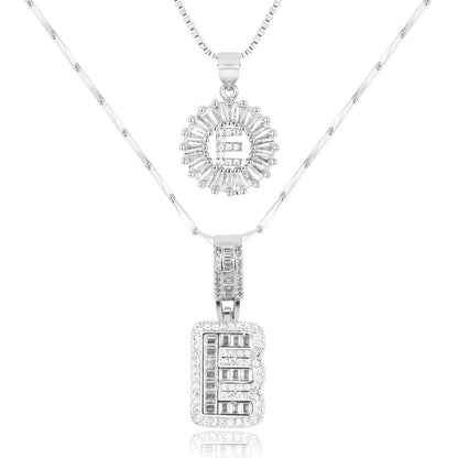 2pc Diamond Letter Initial Necklaces