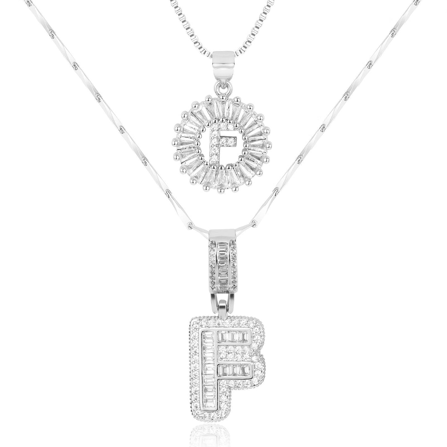2pc Diamond Letter Initial Necklaces