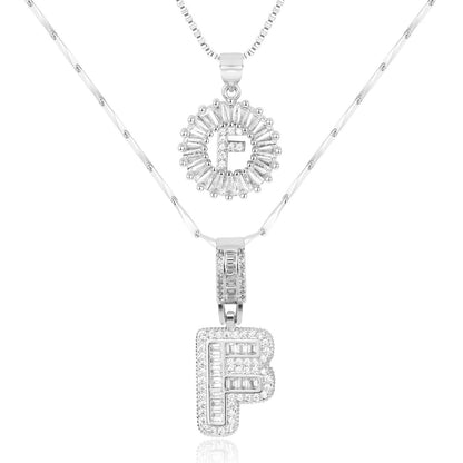 2pc Diamond Letter Initial Necklaces