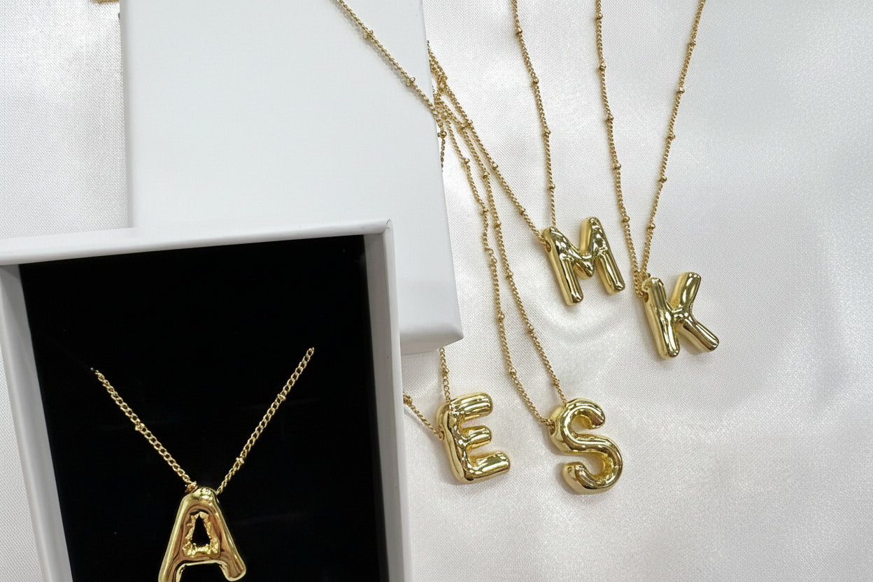 Bubble Alphabet Pendant '18k Gold Plated'