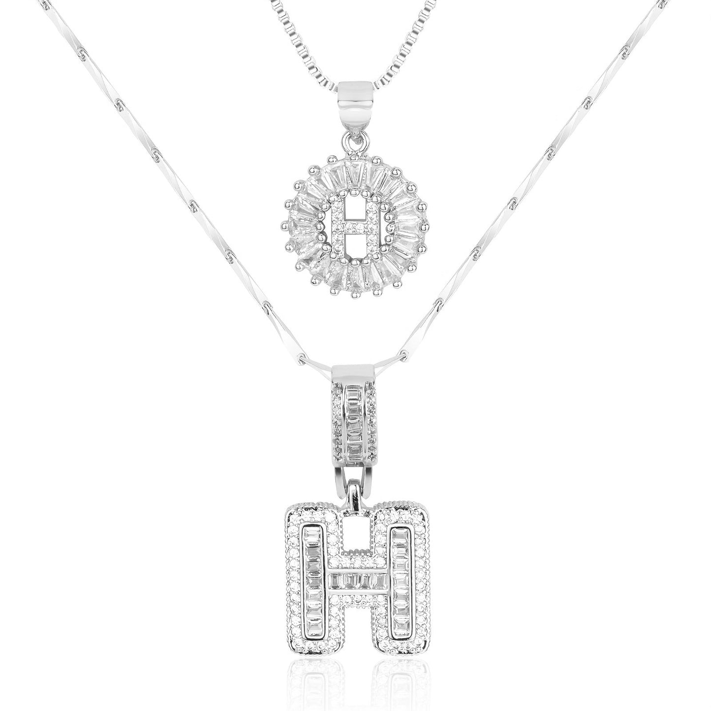 2pc Diamond Letter Initial Necklaces