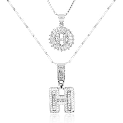 2pc Diamond Letter Initial Necklaces