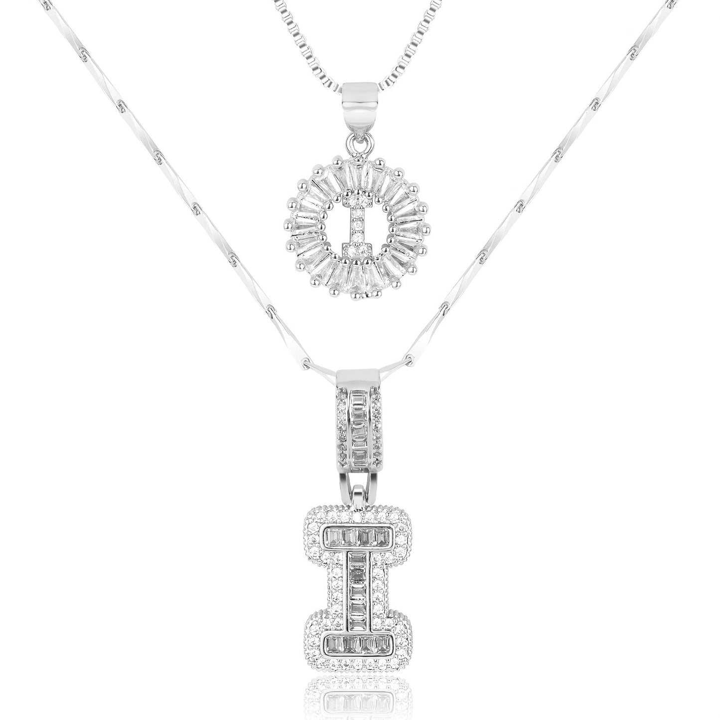 2pc Diamond Letter Initial Necklaces