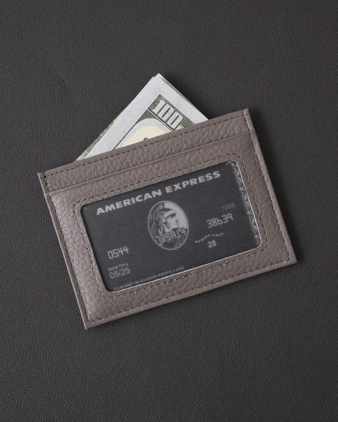 Slim Leather Card Holder with ID Window