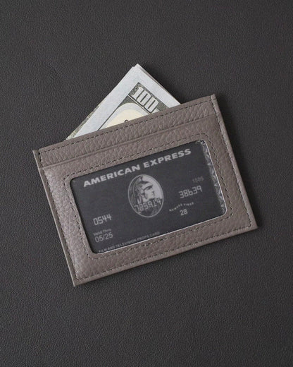 Slim Leather Card Holder with ID Window