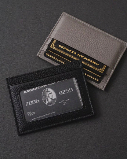 Slim Leather Card Holder with ID Window