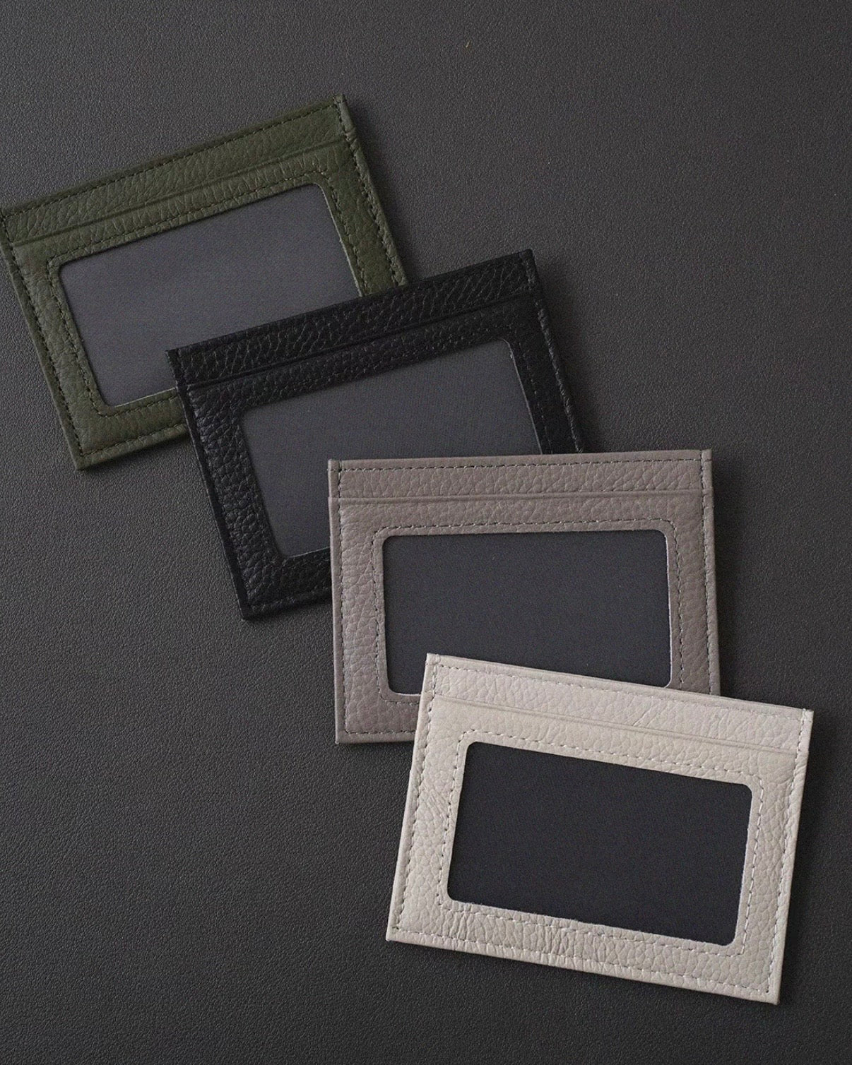 Slim Leather Card Holder with ID Window