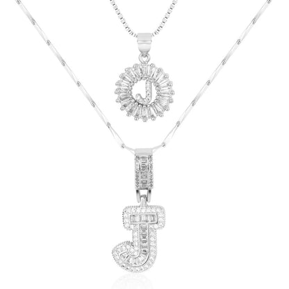 2pc Diamond Letter Initial Necklaces