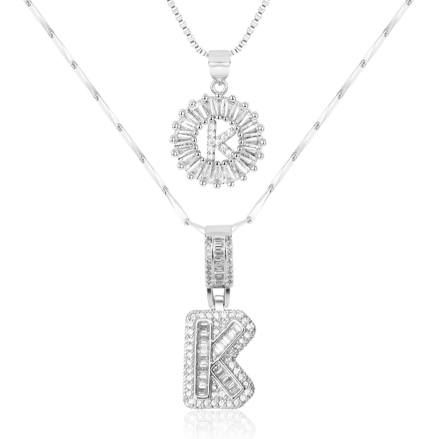 2pc Diamond Letter Initial Necklaces