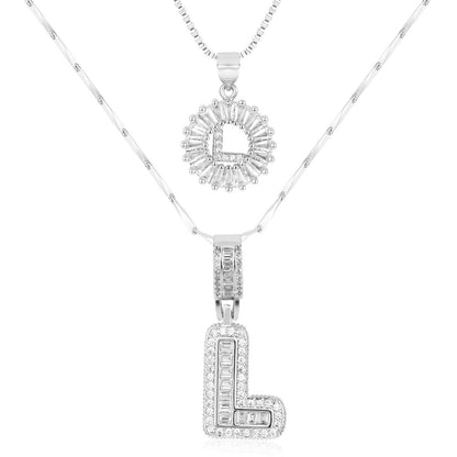 2pc Diamond Letter Initial Necklaces