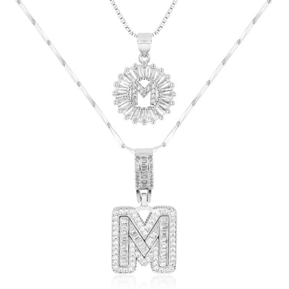 2pc Diamond Letter Initial Necklaces