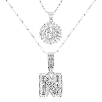 2pc Diamond Letter Initial Necklaces