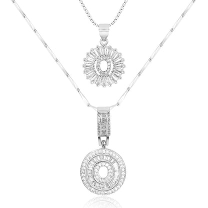 2pc Diamond Letter Initial Necklaces