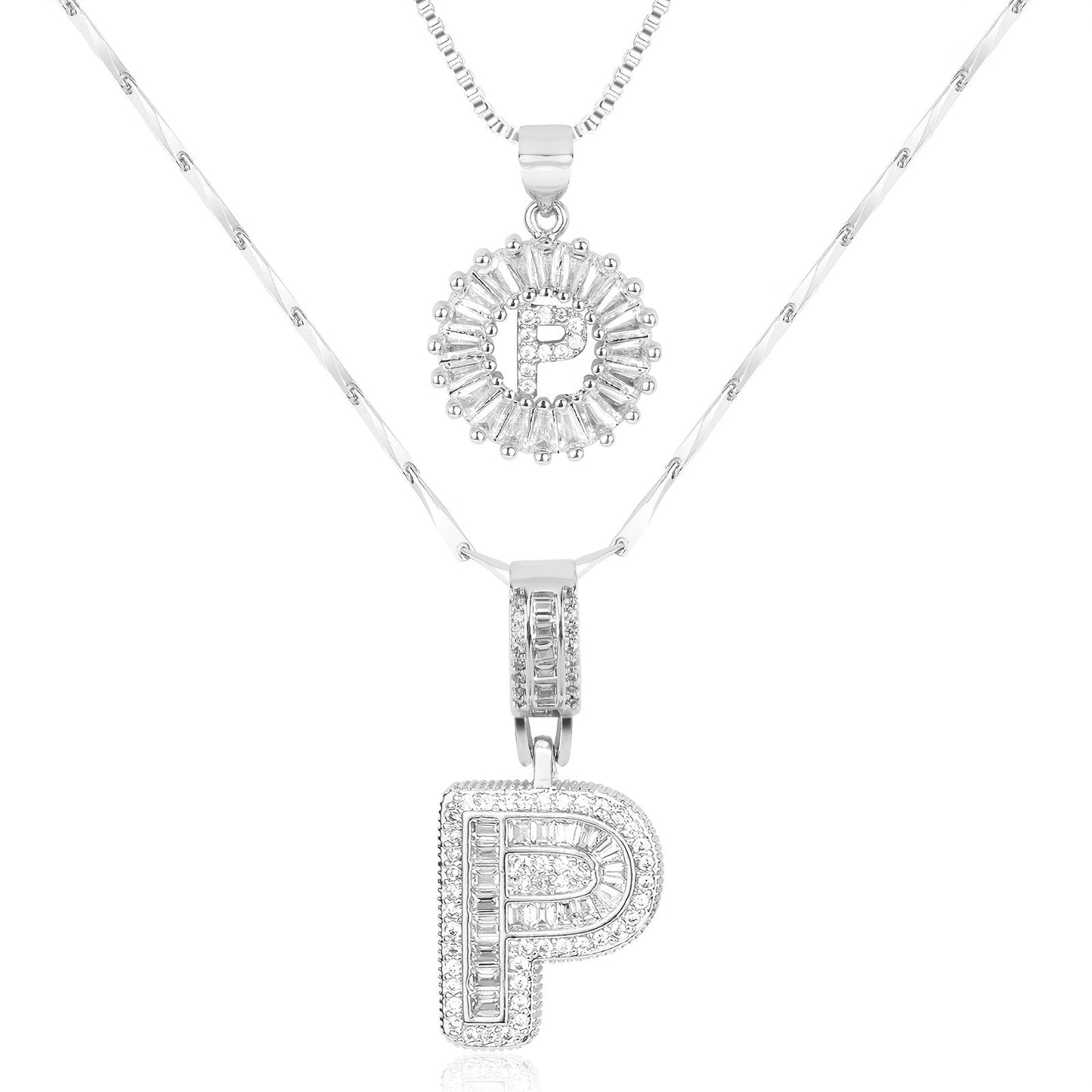 2pc Diamond Letter Initial Necklaces