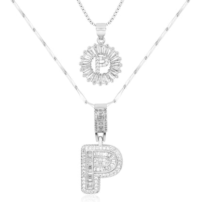 2pc Diamond Letter Initial Necklaces