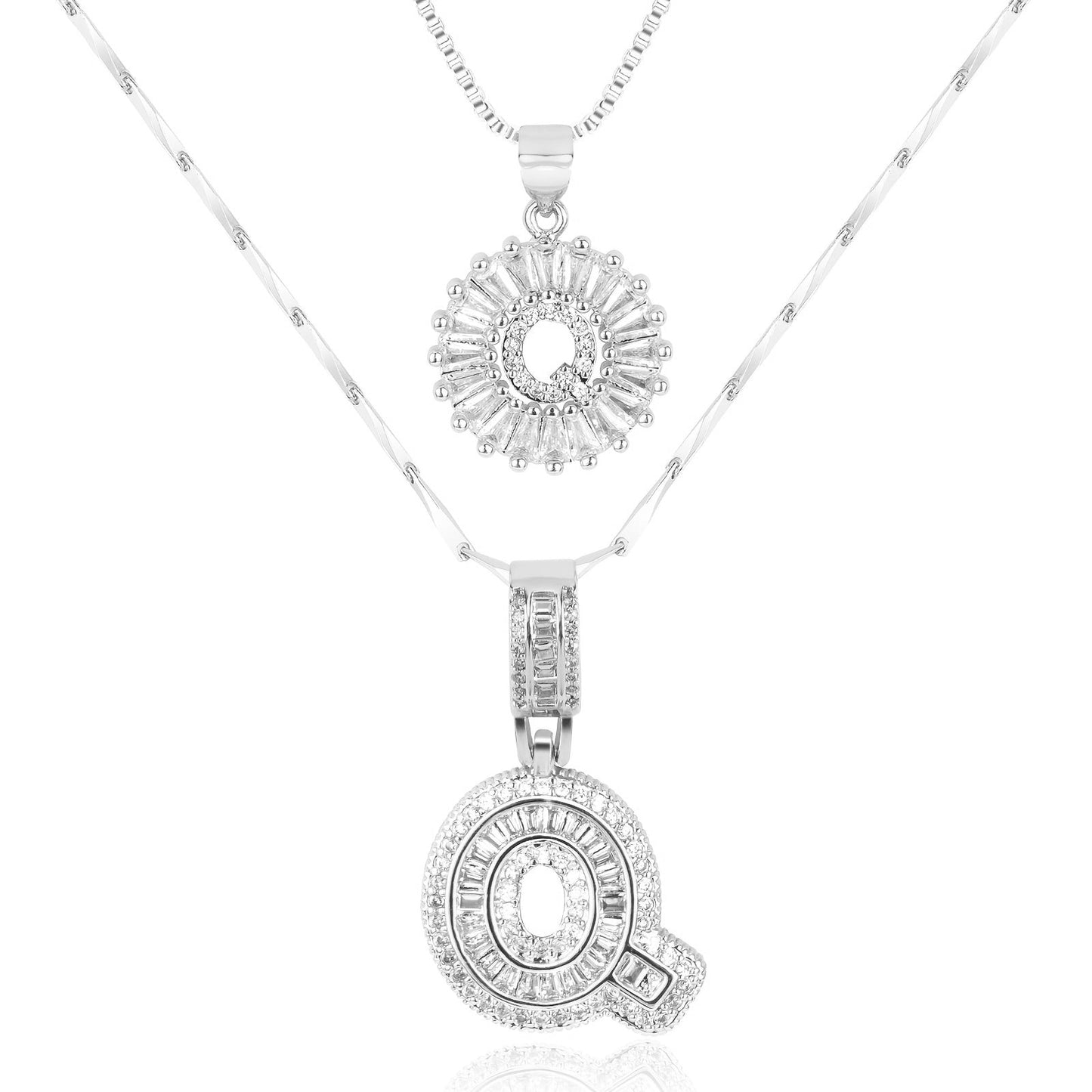 2pc Diamond Letter Initial Necklaces