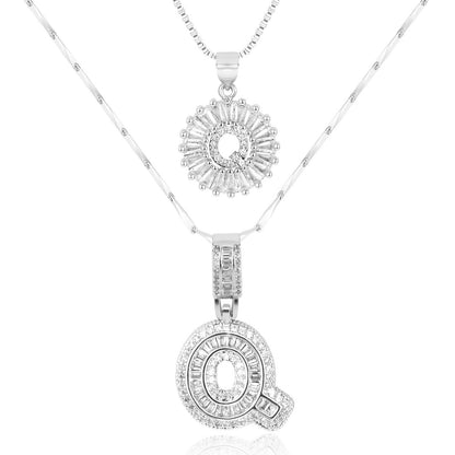 2pc Diamond Letter Initial Necklaces