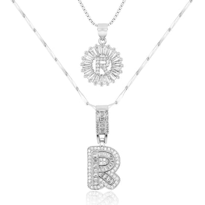2pc Diamond Letter Initial Necklaces